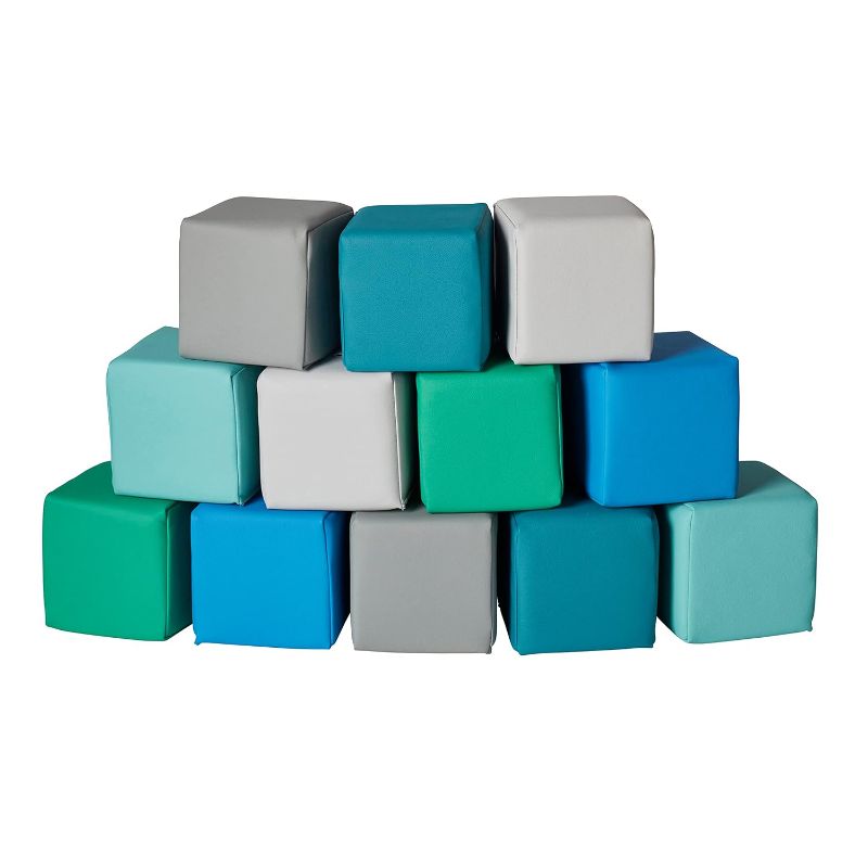 Photo 1 of ECR4Kids SoftZone Patchwork Toddler Building Blocks, Foam Cubes, Contemporary, 12-Piece
