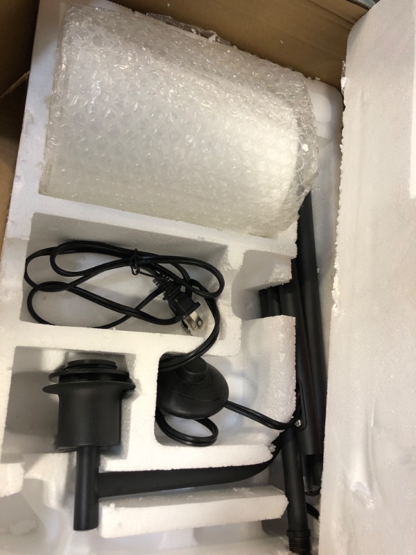 Photo 1 of addlon LED Floor Lamp, with Hanging Glass Lamp Shade and 2 Distinctive LED Bulbs for Bedroom and Living Room, Modern Standing Industrial Lamp Tall Pole Lamp for Office, Matte Black