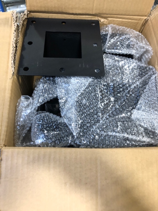 Photo 1 of 4 x 4 Post Base 4PCS,Inner Size 3.6"x3.6"Deck Post Base,Heavy Duty Metal Black Powder Coated Post Brackets,for Mailbox Post Deck Supports Porch Railing Post Holders
