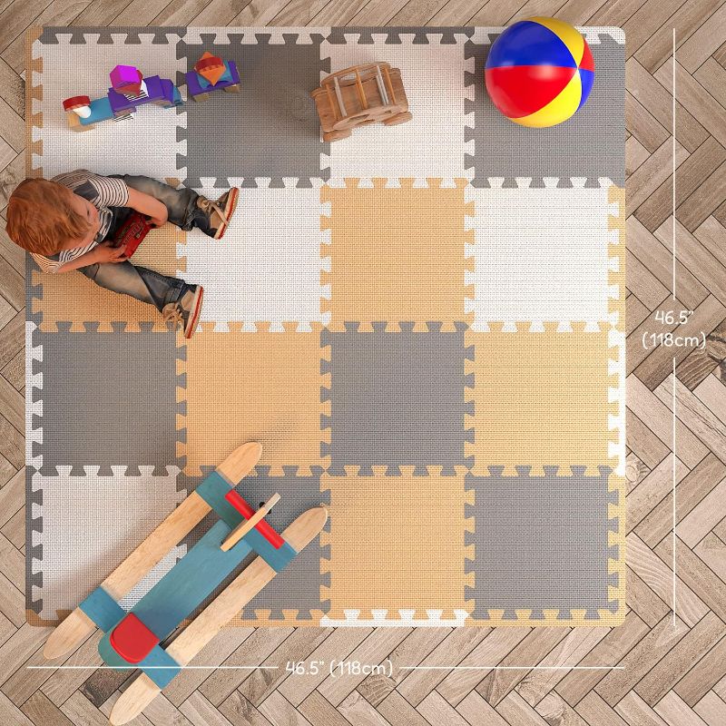 Photo 1 of Angels Soft Foam Baby Play Mats Tiles with Borders, 32 pcs Set - Playmat Multi Use, Create & Build A Safe Area Interlocking Jigsaw Puzzle eva Non-Toxic Floor for Toddler Infant Kids Toy Room & Yard