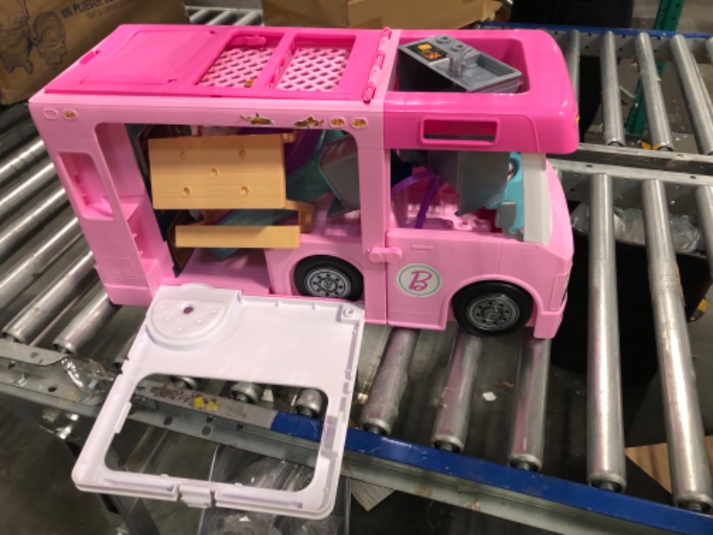 Photo 3 of Barbie Camper 3-in-1 DreamCamper Toy Playset Transforming Camper with Pool, Truck and Boat 60 Barbie Accessories Kids Toys and Gifts 3 in 1 Camper