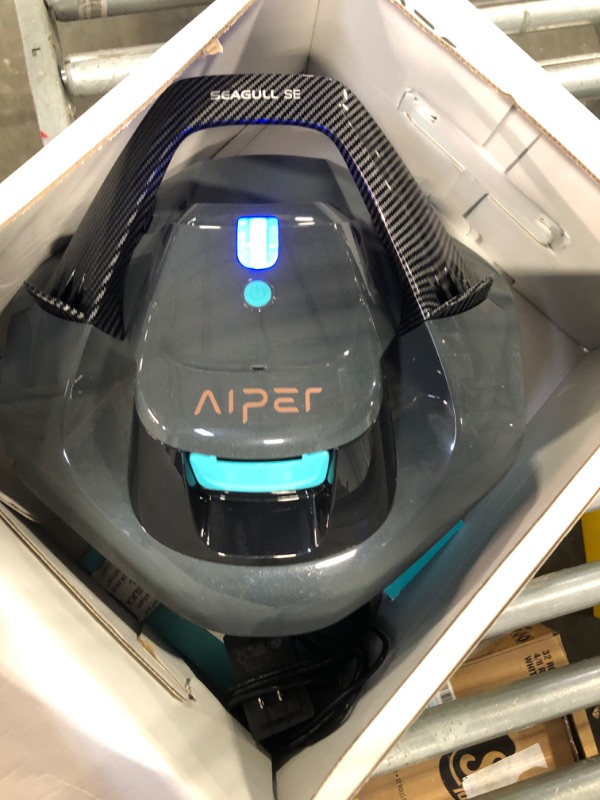 Photo 3 of (2023 Upgrade) AIPER Seagull SE Cordless Robotic Pool Cleaner, Pool Vacuum Lasts 90 Mins, LED Indicator, Self-Parking, Ideal for Above/In-Ground Flat Pools up to 40 Feet - Gray
