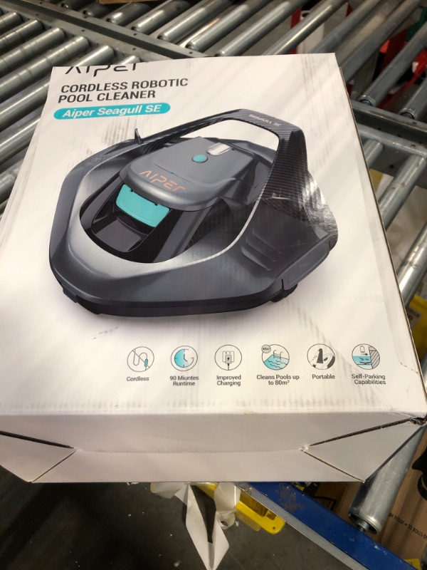 Photo 2 of (2023 Upgrade) AIPER Seagull SE Cordless Robotic Pool Cleaner, Pool Vacuum Lasts 90 Mins, LED Indicator, Self-Parking, Ideal for Above/In-Ground Flat Pools up to 40 Feet - Gray