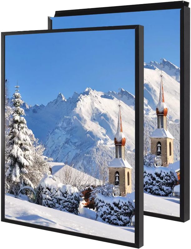 Photo 1 of 16x24 Inch Poster Frame, Plexiglass, Set of 2, Black Snap Frames, Front-loading Frame, Coating Aluminum Profile, Display Horizontally & Vertically
