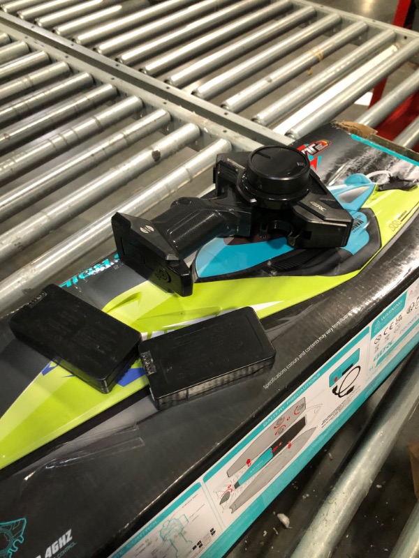 Photo 3 of 4DRC S2 High Speed RC Boats with LED Lights & 2 Batteries, 30+ mph Remote Control Boat for Pools and Lakes, Capsize Recovery, Low Battery Reminder,2.4Ghz Racing Boats for Adults Kids,Green