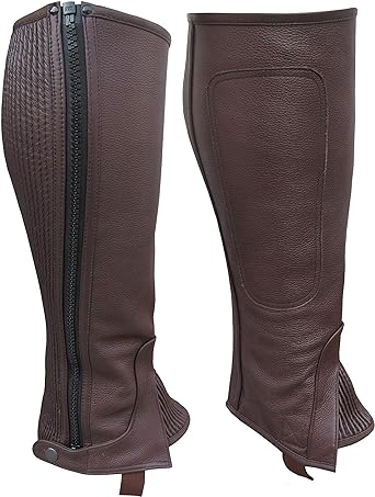 Photo 1 of A&H Apparel Unisex Adult Leather Half Chaps Black and Brown Black XXL