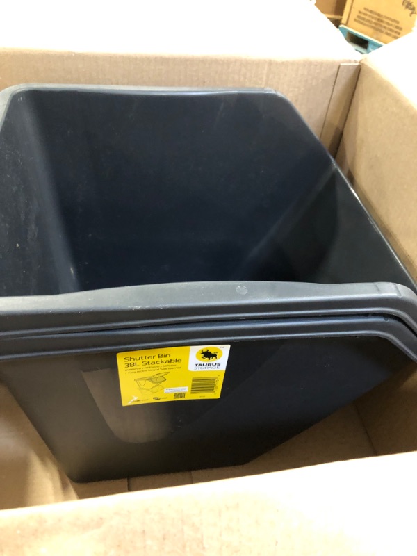 Photo 1 of Redmon since 1883 10 Gallon Stackable Shutter Bins, Black, 7316 2PACK