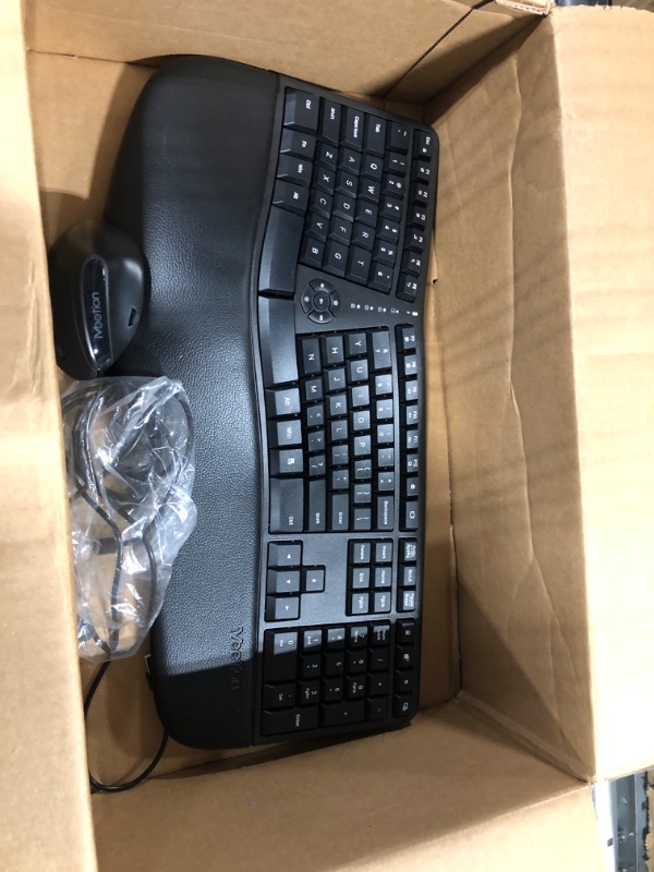 Photo 2 of MEETION Ergonomic Wireless Keyboard and Mouse, Ergo Keyboard with Vertical Mouse, Split Keyboard with Cushioned Wrist, Palm Rest, Natural Typing, Rechargeable, Full Size, Windows/Mac/Computer/Laptop