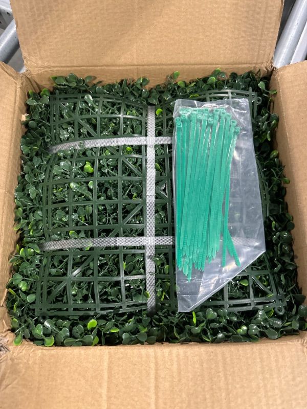 Photo 1 of Bybeton Artificial Grass Wall Panel,10"x 10"(12Pcs) Boxwood Faux Green Wall Panels for Interior Wall, Backdrop Wall,Garden Wall and Indoor Outdoor Plant Wall Decor
