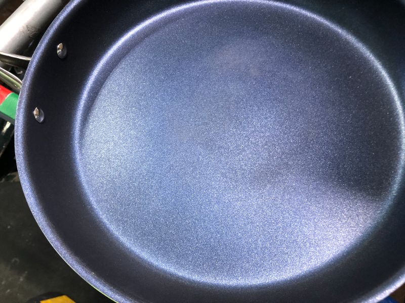 Photo 5 of ***Lid doesn’t fit pot****Classic Blue 14 in. Aluminum Ultra-Durable Mineral and Diamond Infused Family Skillet with Glass Lid and Helper Handle