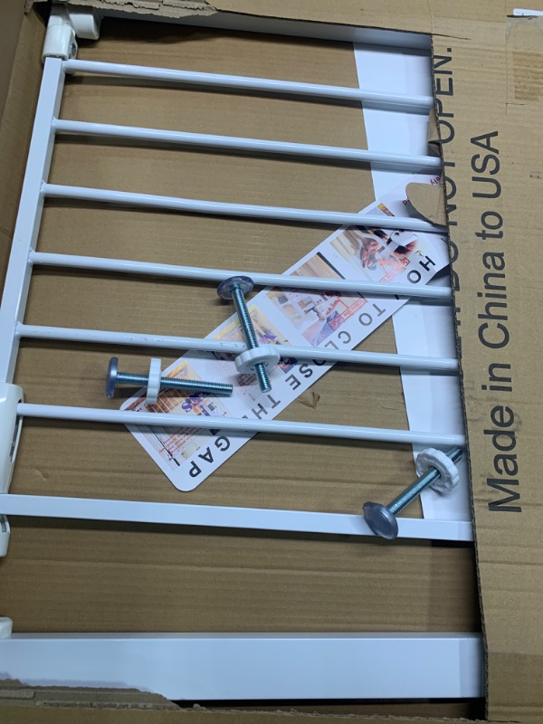 Photo 1 of BalanceFrom Easy Walk-Thru Safety Gate for Doorways and Stairways with Auto-Close/Hold-Open Features, Multiple Sizes, White 30-inch Tall, No Caps Fits 29.1 - 33.8" Wide