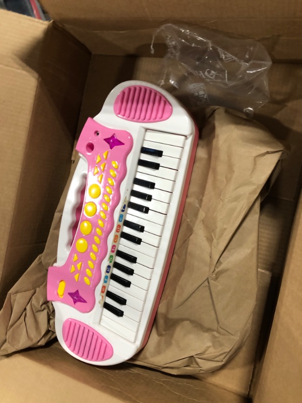 Photo 3 of Conomus Piano Toy Keyboard for Kids, 3 4 5 Year Old Girls Birthday Gift , 31 Keys Multifunctional Musical Instruments with Microphone for Toddlers A-31 keys pink