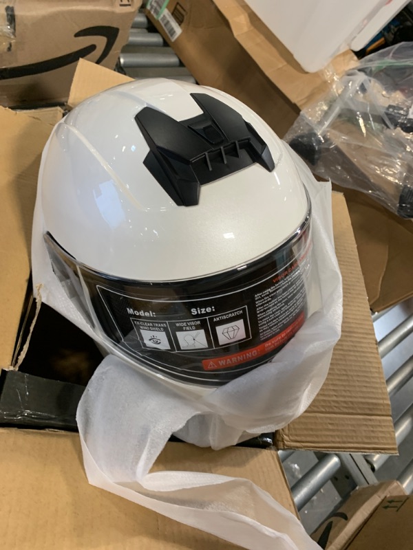 Photo 1 of AHR Full Face Motorcycle Lightweight Street Bike Helmet Touring Racing Run-F3 DOT Approved, S-XXL Black & White Small