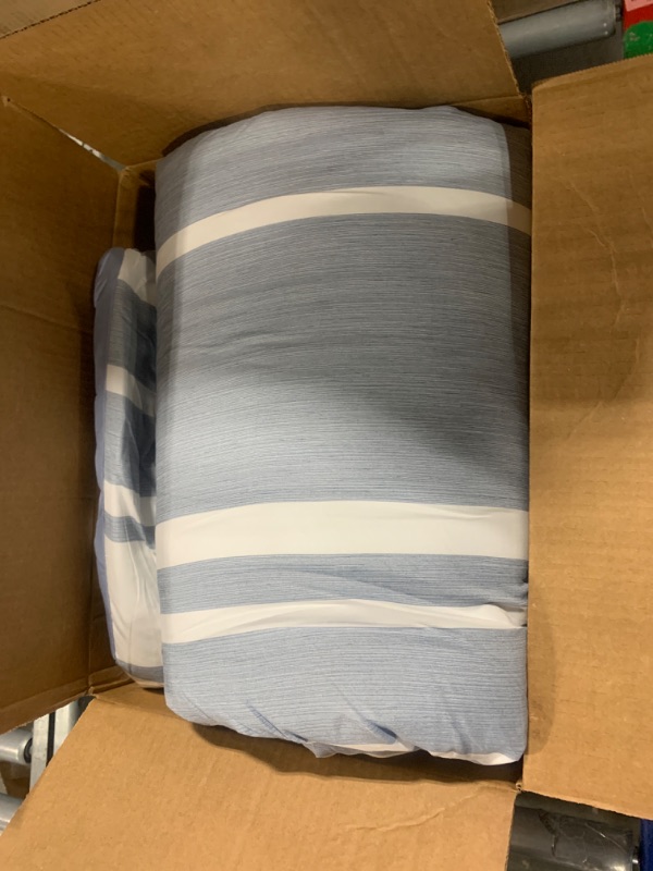 Photo 3 of BEDSURE Bed in a Bag Full Size 7-Piece Blue White Striped Bedding Comforter Sets All Season Bed Set, 2 Pillow Shams, Flat Sheet, Fitted Sheet and 2 Pillowcases Full Blue