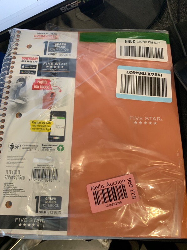 Photo 2 of Five Star Spiral Notebook + Study App, 1 Subject, Graph Ruled Paper, Fights Ink Bleed, Water Resistant Cover, 8-1/2" x 11", 100 Sheets, Sedona Orange (620000CD1)