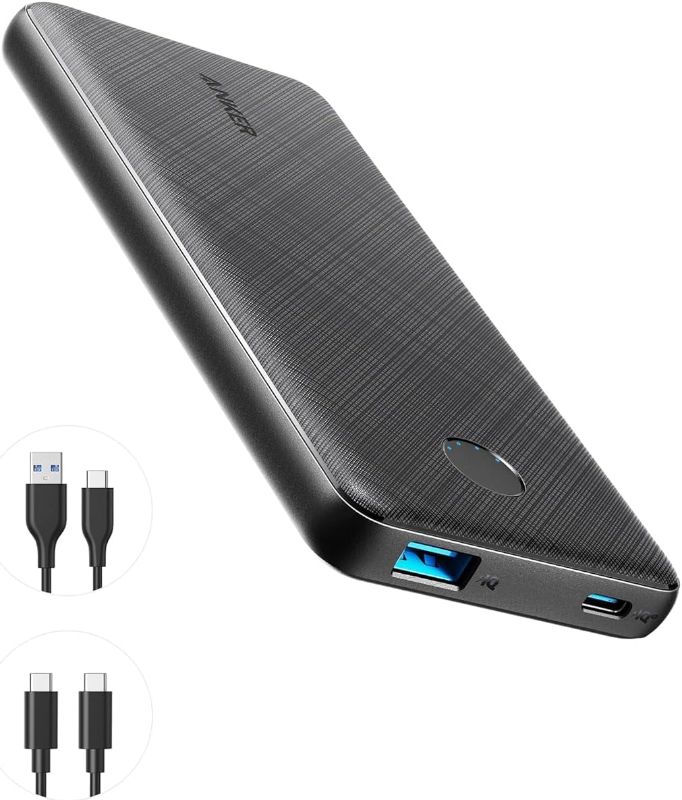 Photo 1 of Anker Portable Charger, USB-C PortableCharger 10000mAh with 20W Power Delivery, 523 Power Bank (PowerCore Slim 10K PD) for iPhone 14/13/12 Series, S10, Pixel 4 and More (Black)
