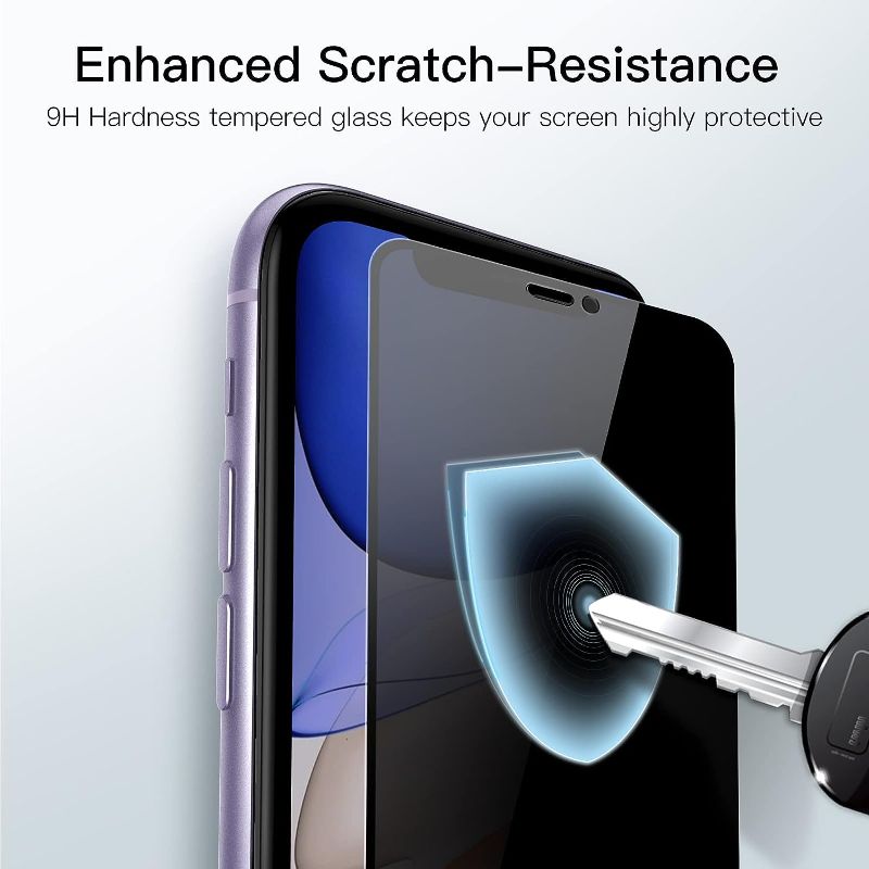 Photo 1 of JETech Privacy Full Coverage Screen Protector for iPhone 11/XR 6.1-Inch, Anti-Spy Tempered Glass Film, Edge to Edge Protection Case-Friendly, 2-Pack
