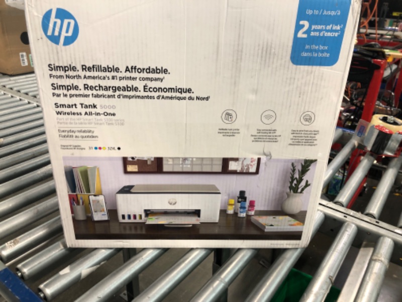 Photo 1 of HP Smart Tank 5000 Wireless All-in-One Ink Tank Printer with up to 2 years of ink included, mobile print, scan, copy, white, 17.11 x 14.23 x 6.19