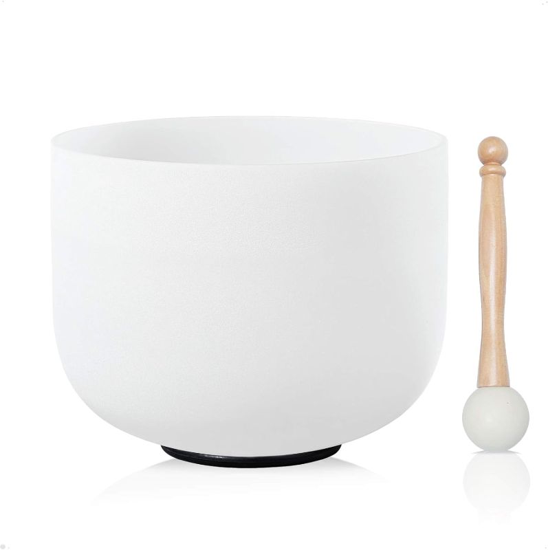 Photo 1 of 440HZ 11 Inch C Note Root Chakra Frosted Quartz Crystal Singing Bowl Free mallet & O-ring For Meditation and Sound Therapy
