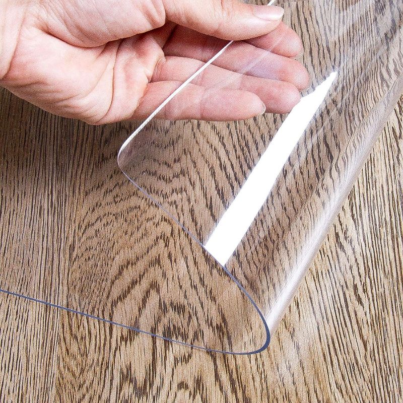 Photo 1 of 24 x 48 Inch Clear Table Protector, 1.5mm Thick Clear Table Cover Protector, Plastic Table Cover, Desk Protector Mat Pad for Coffee Table, Writing Desk