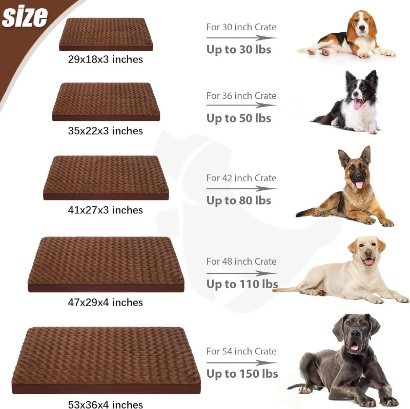 Photo 2 of 
Dog Crate Bed Waterproof Dog Beds for Large Dogs Rose Velvet Soft Fluffy Washable Dog Bed with Removable Cover & Anti-Slip Bottom, 35 x 22 Inch, Brown