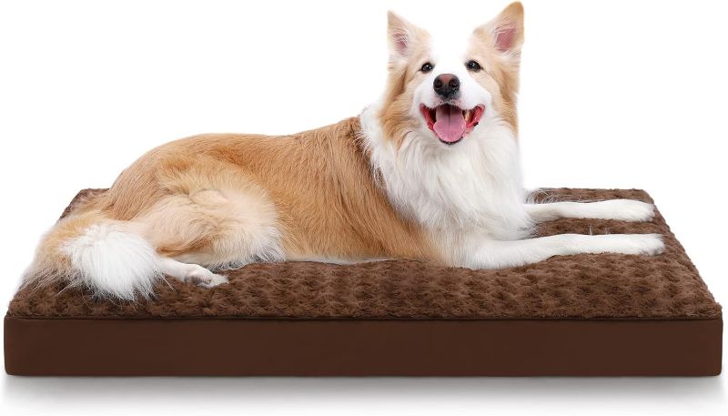 Photo 1 of 
Dog Crate Bed Waterproof Dog Beds for Large Dogs Rose Velvet Soft Fluffy Washable Dog Bed with Removable Cover & Anti-Slip Bottom, 35 x 22 Inch, Brown