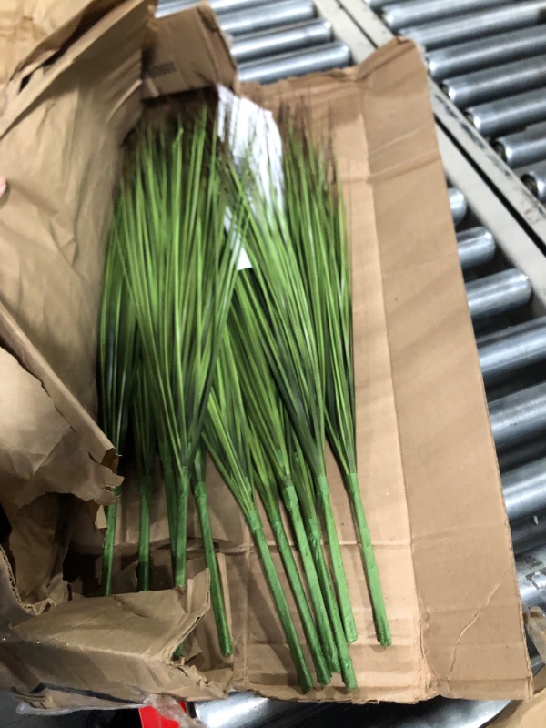 Photo 3 of 10 Pack Artificial Plants 27 Inch Tall Onion Grass Greenery Fake Grass Faux Greenery Stems Green Artificial Shrubs for Outdoors Plastic Small Bushes for Office Room Gardening Indoor Decor