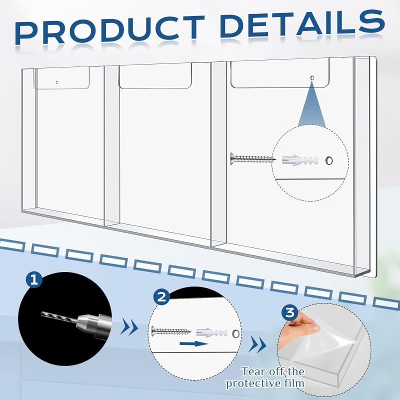 Photo 1 of Sherr Clear Hanging Brochure Holder Wall Mount Flyer Holder Display Acrylic Wall Organizer Magazine Brochure Rack Wall Mounted Suitable for 8.5 x 11 Inch Literature Pamphlet(1 Pcs)