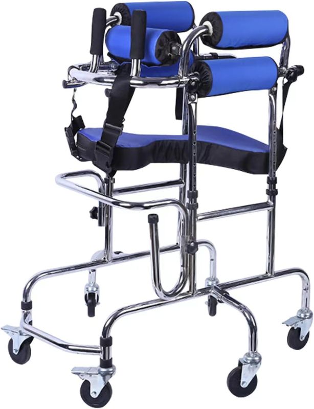 Photo 1 of 6-Wheels Walkers Disabled Children Cerebral Palsy Disabled Kids Walker, Upgrade Double Cushion Auxiliary Equipment Rehabilitation Standing Walking Aid for Lower Limb Training & Assist