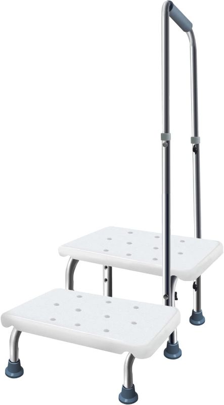 Photo 1 of Aliseniors Step Stool with Handle and Non-Skid Platform, Heavy Duty 2 Steps Medical Foot Stool for Adult, Seniors, Handicap Holds up to 350 lbs
