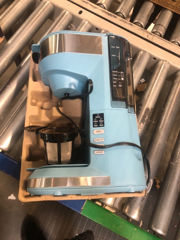 Photo 1 of Famiworths Single Serve Brewer for K Cup & Ground Coffee, With Bold Brew, One Cup Coffee Maker, 6 to 14 oz. Brew Sizes, Fits Travel Mug, Blue
