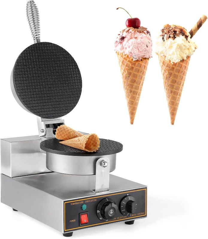 Photo 1 of Dyna-Living Commercial Ice Cream Cone Machine Waffle Cone Maker 110V Electric Stainless Steel Egg Roll Mold Nonstick Waffle Cone and Bowl Maker for Home Restaurant Use 1200W
