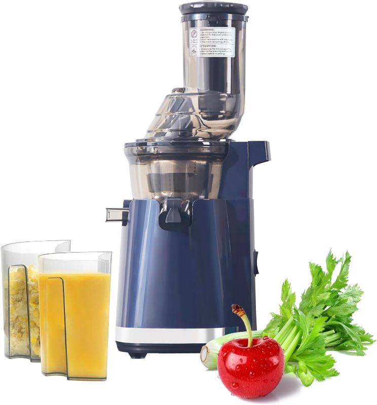 Photo 1 of Masticating Juicer,Cold Press Juicer Machines,Slow Juicer Extractor Electric Juicer Cold Pressed for Vegetable and Fruit Easy to Clean 250w,Juice Maker with High Juice Yield,82mm Opening,Blue
