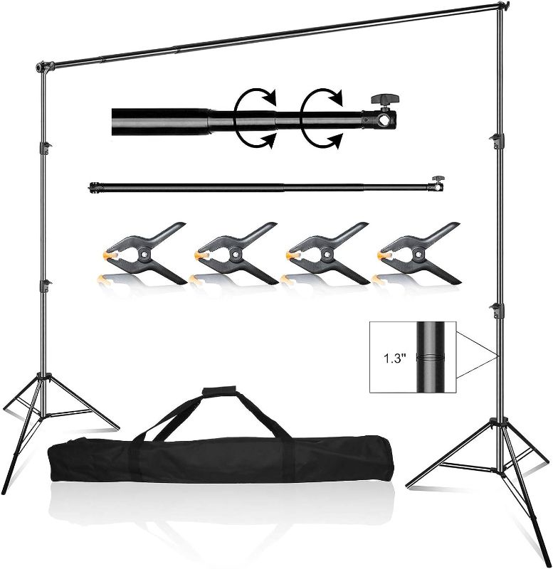 Photo 1 of  
EMART 10 x 10 ft Photo Video Studio Heavy Duty Adjustable Backdrop Support System Kit, Photography Muslin Background Stand with Carry Bag