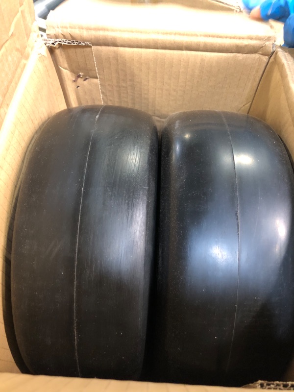 Photo 3 of 2 PCS 11x4.00-5" Flat Free Lawn Mower Tire on Wheel, 3/4" or 5/8" Bushing, 3.4"-4"-4.5 -5" Centered Hub, Universal Fit Smooth Tread Tire for Zero Turn Lawn Mowers, with Universal Adapter Kit