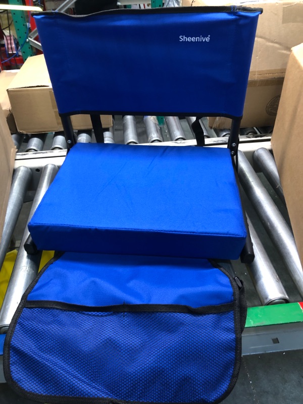 Photo 3 of Sheenive Stadium Seating for Bleachers, Bleacher Seat with Backrest Cushion, Wide Padded Stadium Seats for Bleachers with Back Support, Stadium Chair with Shoulder Strap and Cup Holder Blue 1