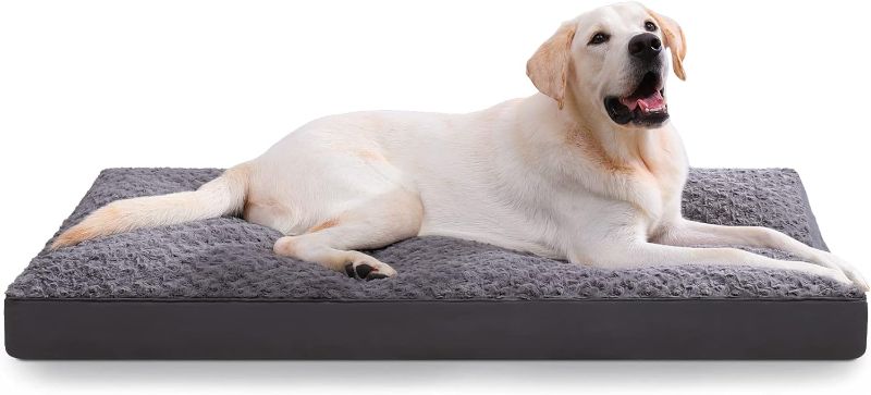 Photo 1 of  Dog Crate Bed Waterproof Dog Beds for Medium Dogs Rose Velvet Soft Fluffy Washable Dog Bed with Removable Cover & Anti-Slip Bottom, 41 x 27 Inch, Gray
