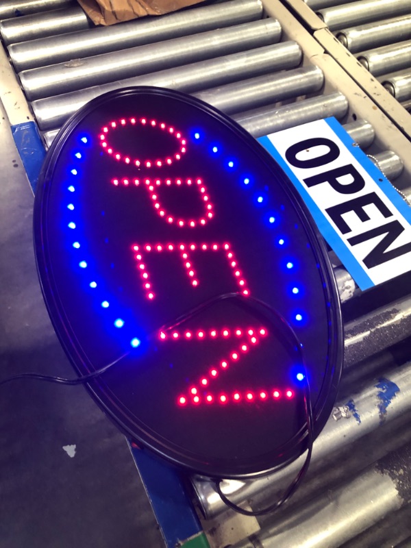 Photo 4 of Ultima LED Neon Open Sign for Business: Jumbo Lighted Sign Open with Flashing Mode – Large Indoor Electric Light up Sign for Stores (23 x 14 in) Includes Business Hours and Open & Closed Signs Model 3 23" x 14"
***Used, but in good condition and functiona