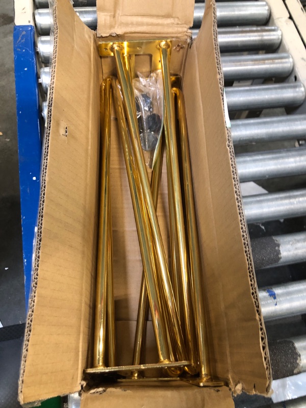 Photo 1 of Osring 18 Inch Hairpin Table Legs with 1/2” Dia 3-Rods, Metal Furniture Legs for Coffee Table and Console Table, Mid-Century Gold Hairpin Legs with Hairpin Floor Protector Feet, 4 Pack 18 Inch Gold