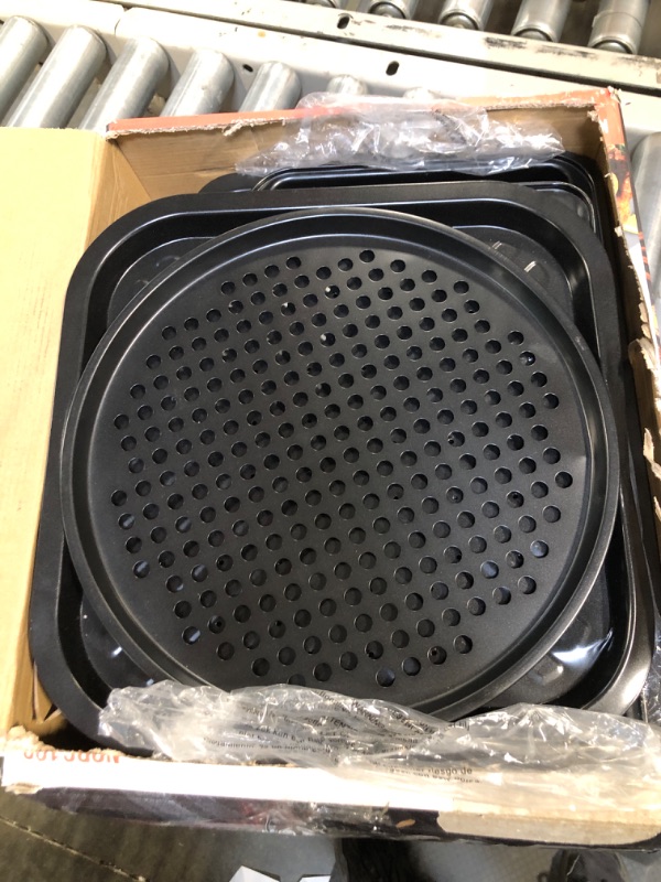 Photo 3 of 10-Piece Kitchen Oven Baking Pans - Deluxe Carbon Steel Bakeware Set with Stylish Non-stick Gray Coating Inside and Out, Dishwasher Safe & PFOA, PFOS, PTFE Free - NutriChef Black
***Both baking trays have dents in them (shown in last photo)***