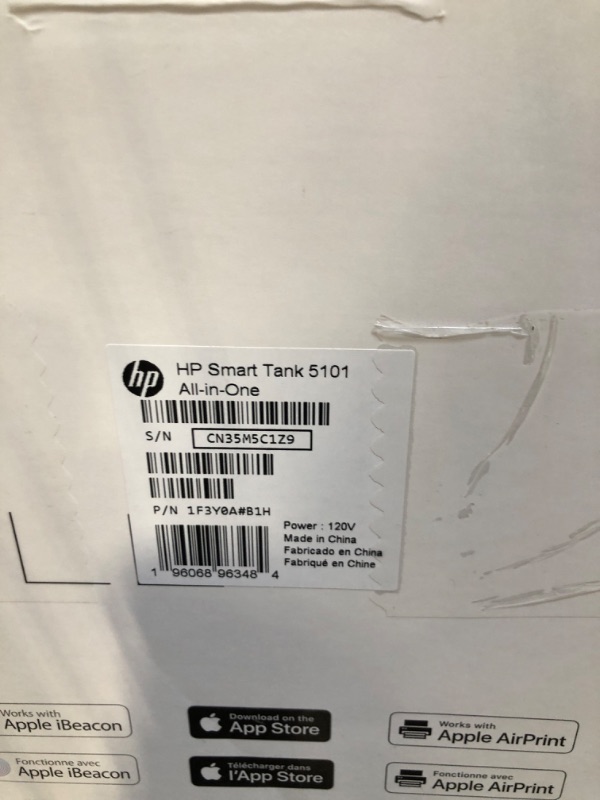 Photo 3 of HP Smart-Tank 5101 Wireless All-in-One Ink-Tank Printer with up to 2 Years of Ink Included (1F3Y0A),White
***Used, but in good condition and functional***