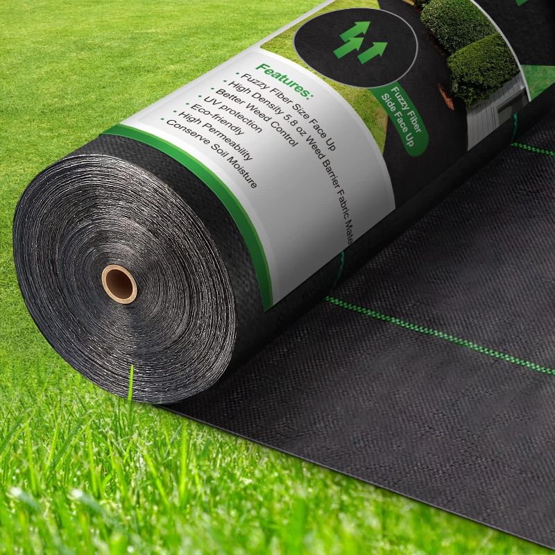 Photo 1 of AMAGABELI GARDEN & HOME 5.8oz 4ftx300ft Weed Barrier Landscape Fabric Heavy Duty Ground Cover Weed Cloth Geotextile Fabric Durable Driveway Cover Garden Lawn Fabric Outdoor Weed Mat
