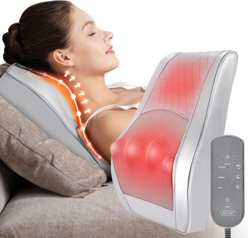 Photo 1 of Neck and Shoulder Massager with Heat, Shiatsu Massage Pillow with 3D Deep Tissue Kneading for Back Legs Foot Body Pain Relief,at Home Office Car, Gift for Mom&Dad
