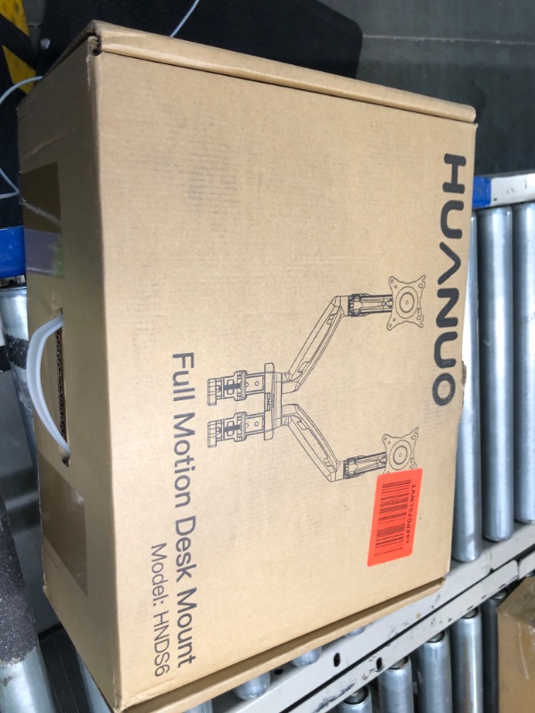 Photo 1 of HUANUO Dual Monitor Stand - Adjustable Spring Monitor Desk Mount Swivel Vesa Bracket with C Clamp