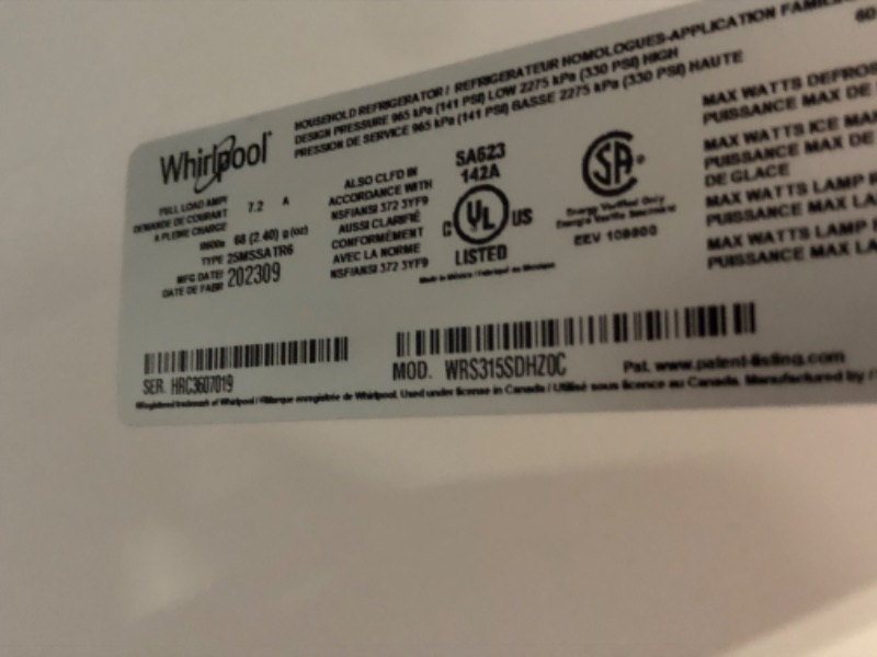 Photo 7 of Whirlpool 24.6-cu ft Side-by-Side Refrigerator with Ice Maker (Fingerprint Resistant Stainless Steel)