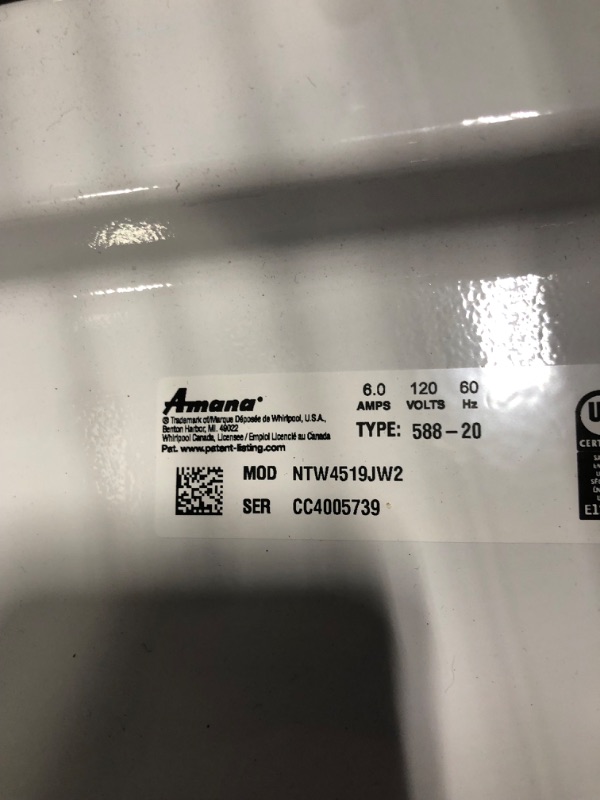 Photo 8 of Amana 3.8-cu ft High Efficiency Agitator Top-Load Washer (White)