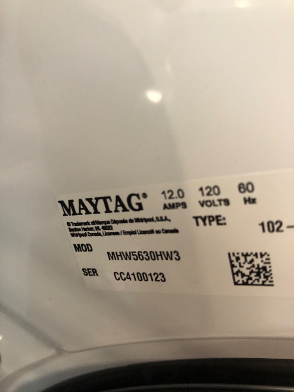Photo 7 of Maytag 4.5-cu ft High Efficiency Stackable Steam Cycle Front-Load Washer (White) ENERGY STAR