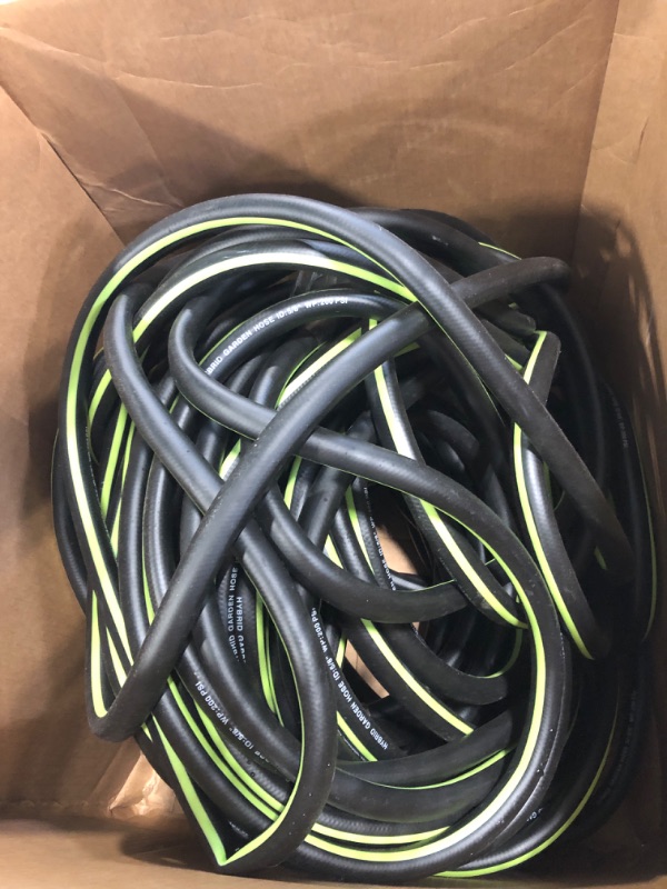 Photo 1 of 150 ft Hybrid Garden Hose – No Kink, Heavy Duty, Lightweight Flexible, Leakproof Water Hose – 5/8 in ID,3/4"Solid Brass Connectors - Rubber Car Hoses Pipe for outdoor Watering& Washing,600 Burst PSI 150ft black-green