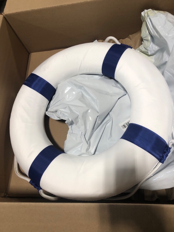 Photo 3 of 20 inch/50cm Small Diameter Swim Foam Ring Buoy Swimming Pool Safety Life Preserver with Perimeter Rope Blue 20INCH