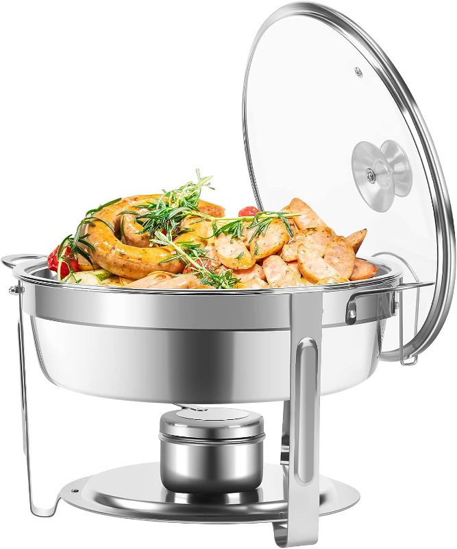 Photo 1 of Amhier 5 Qt Chafing Dish Buffet Set with Visible Glass Lid and Holder,